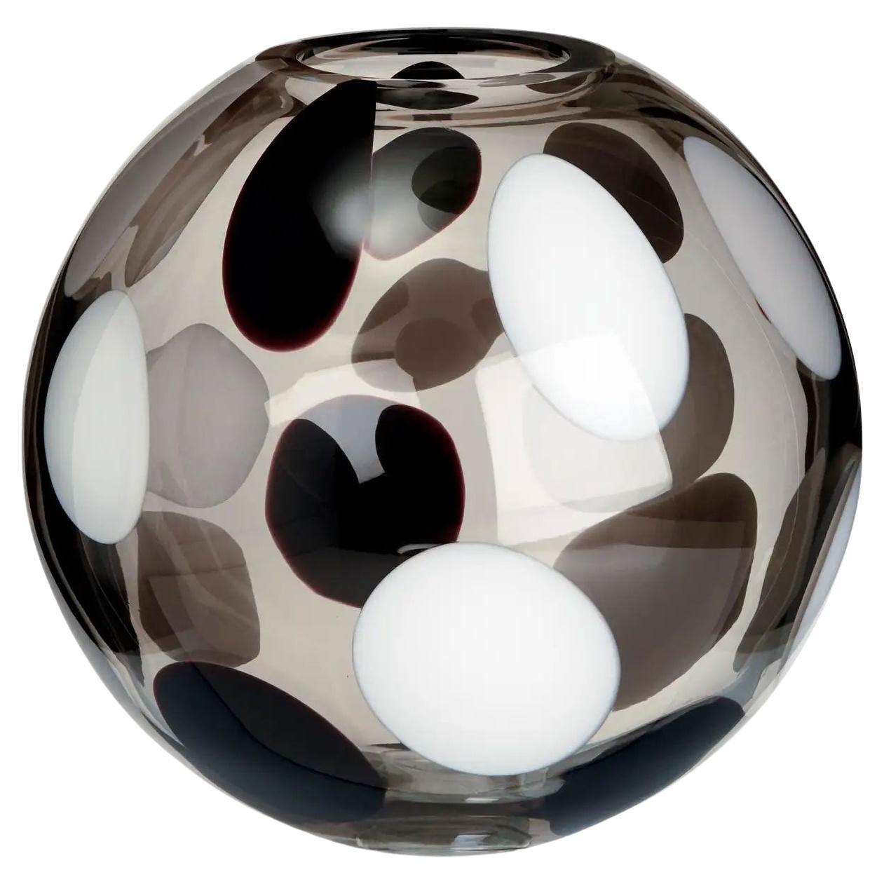 Large Sfera Vase with White, Grey and Black Spots by Carlo Moretti