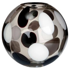 Large Sfera Vase with White, Grey and Black Spots by Carlo Moretti