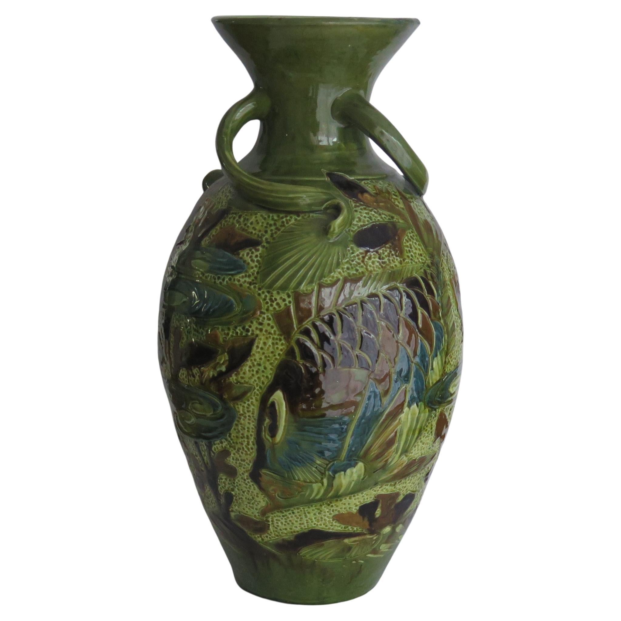 Large Sgraffito Fish Vase pottery by W L Baron of Barnstaple Devon, Circa  1909 For Sale at 1stDibs