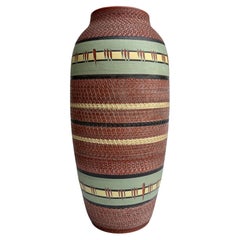 Große Sgraffito-Vase von A. Krupp (AKRU) für Klinker-Keramik, Deutschland, um 1960