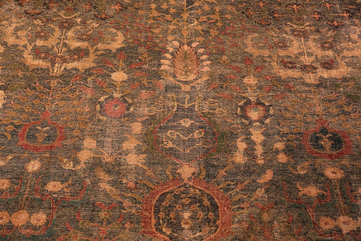 Antique 17th Century Persian Isfahan Rug. 9ft x 18 ft 4in In Distressed Condition For Sale In New York, NY