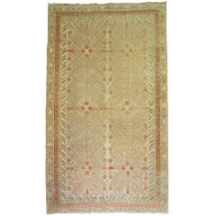Large Shabby Chic Antique Khotan Rug, Late 19th Century