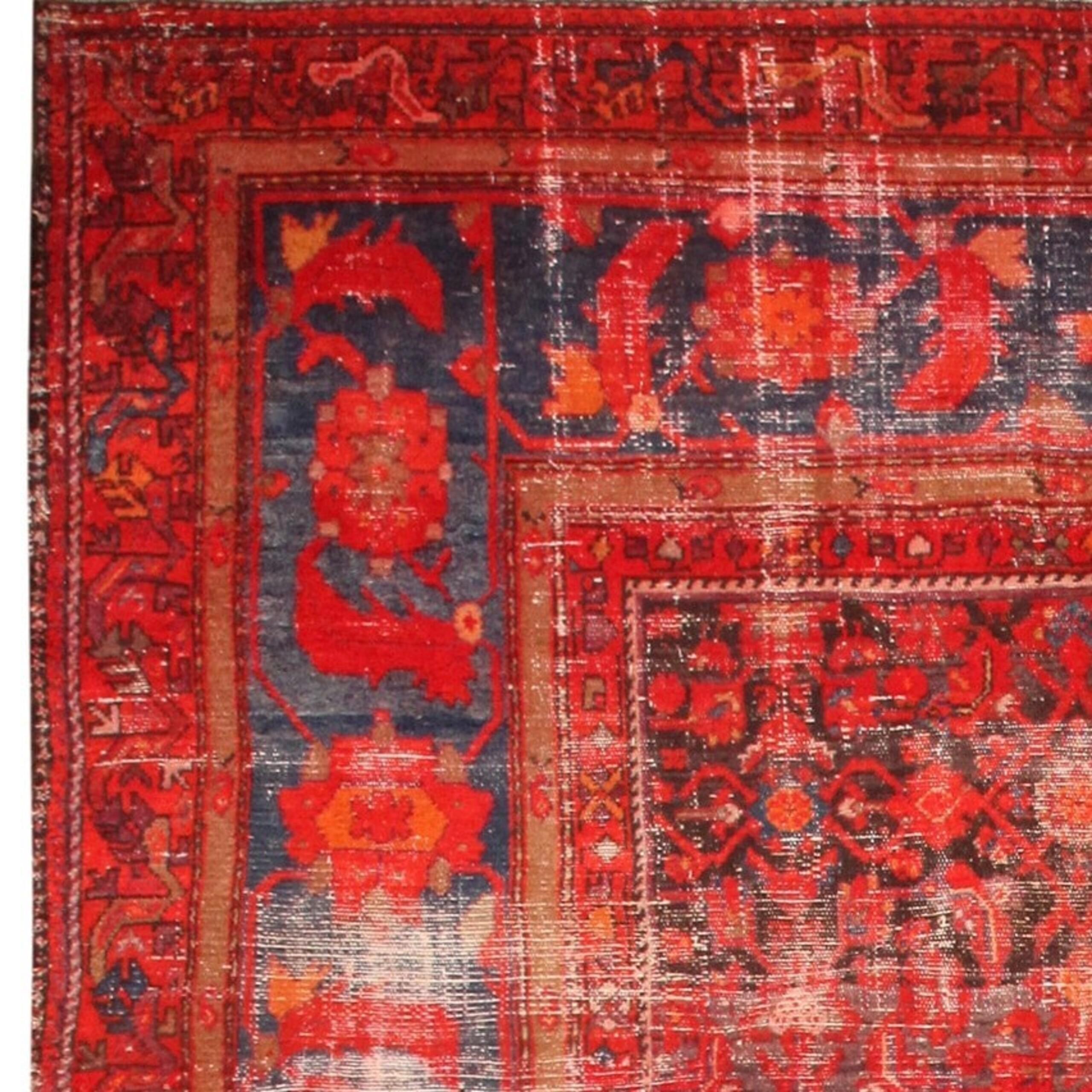 Large Shabby Chic Antique Persian Malayer Rug, Country of Origin / rug type: Persian rug, Circa date: 1900. Size: 12 ft 8 in x 19 ft 9 in (3.86 m x 6.01 m). 