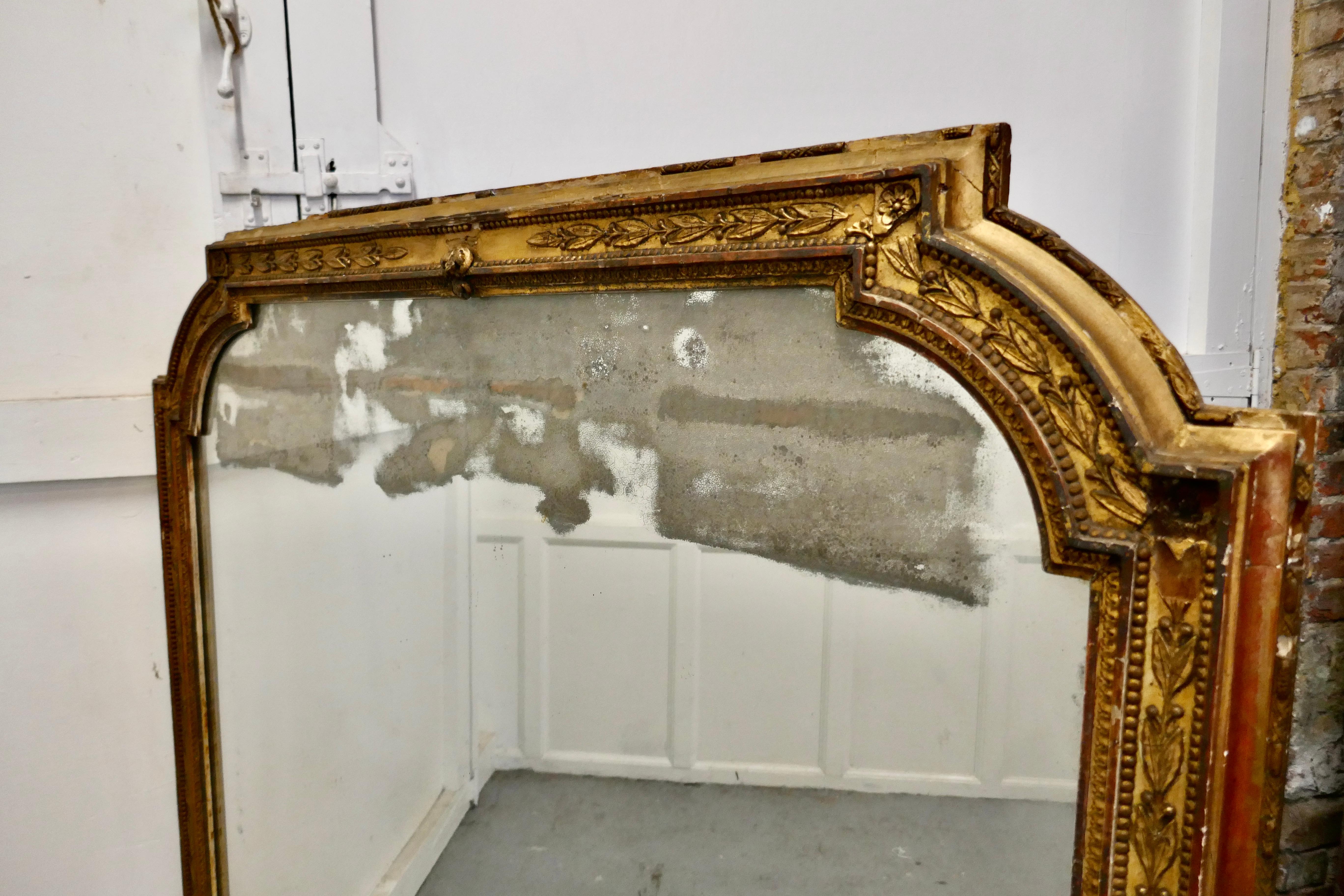 French Provincial Large Shabby Gilt Overmantel For Sale
