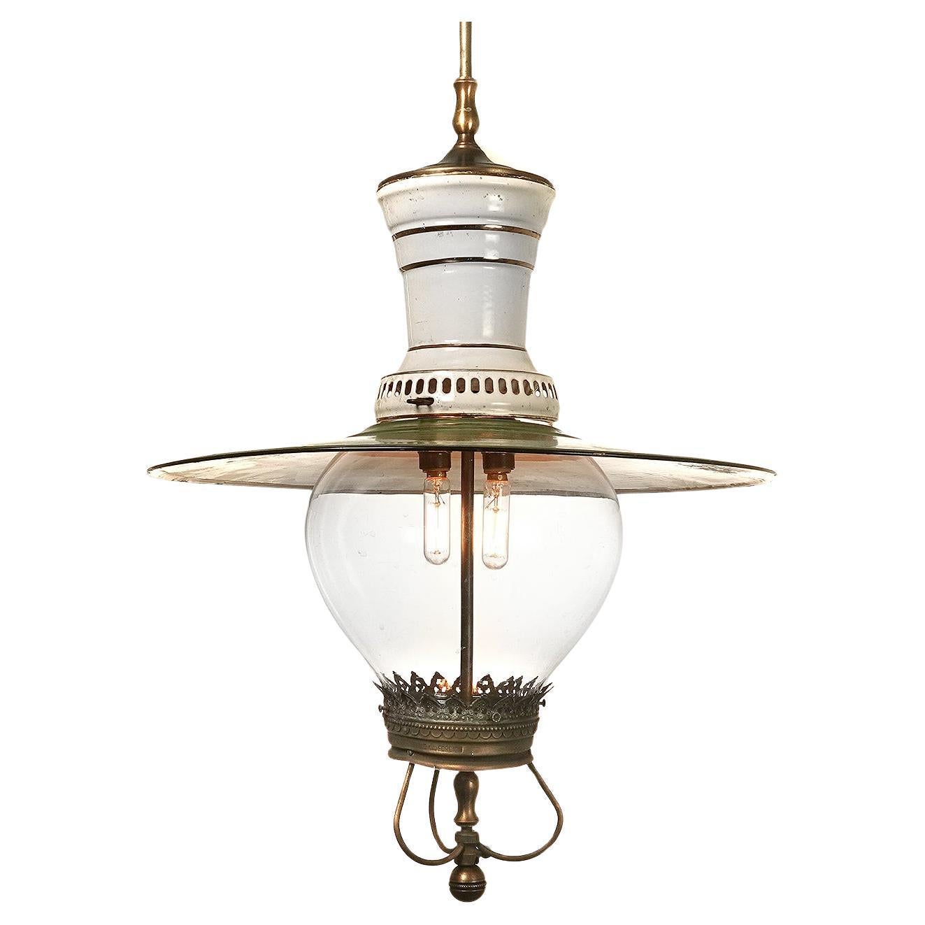 Large Shade Acorn Glass Humphrey Gas Lamp