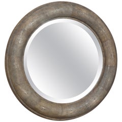Large Shagreen Beveled Circular Mirror by Karl Springer