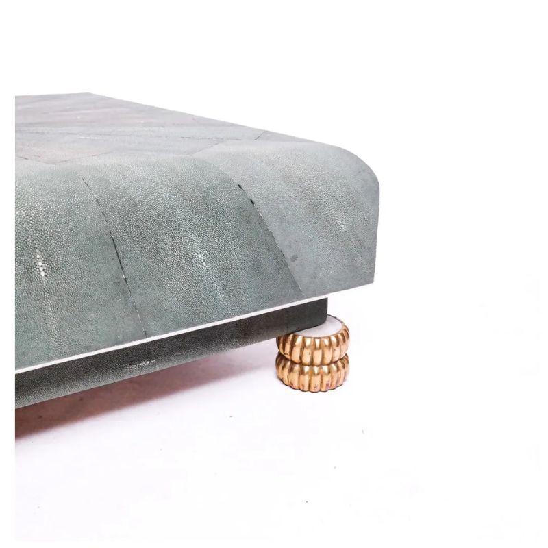 20th Century Large Shagreen Starburst Coffee Table With Gilt Feet For Sale