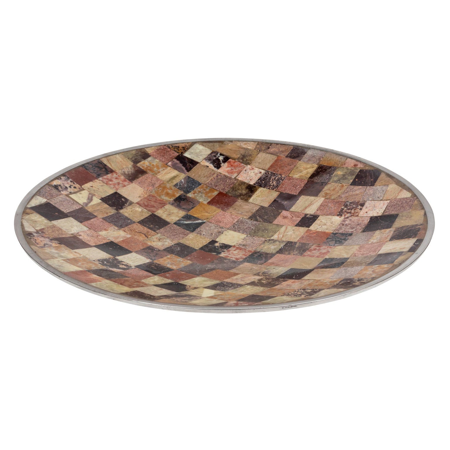Large Shallow Marble Mosaic Bowl