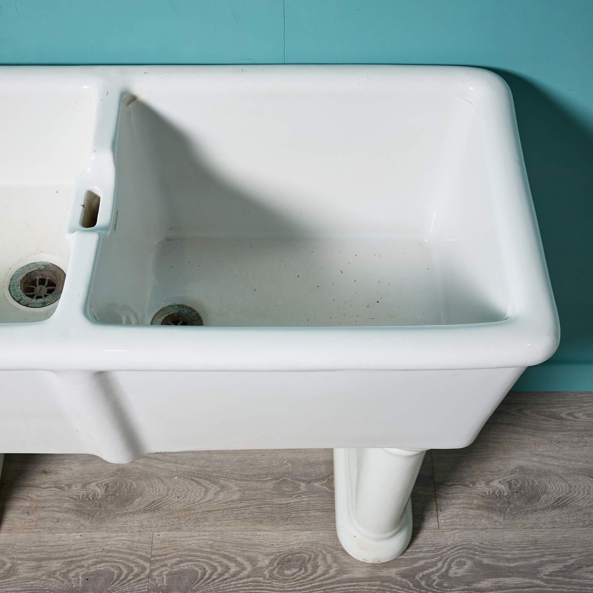Large Shanks & Co Double Utility Sink For Sale 3