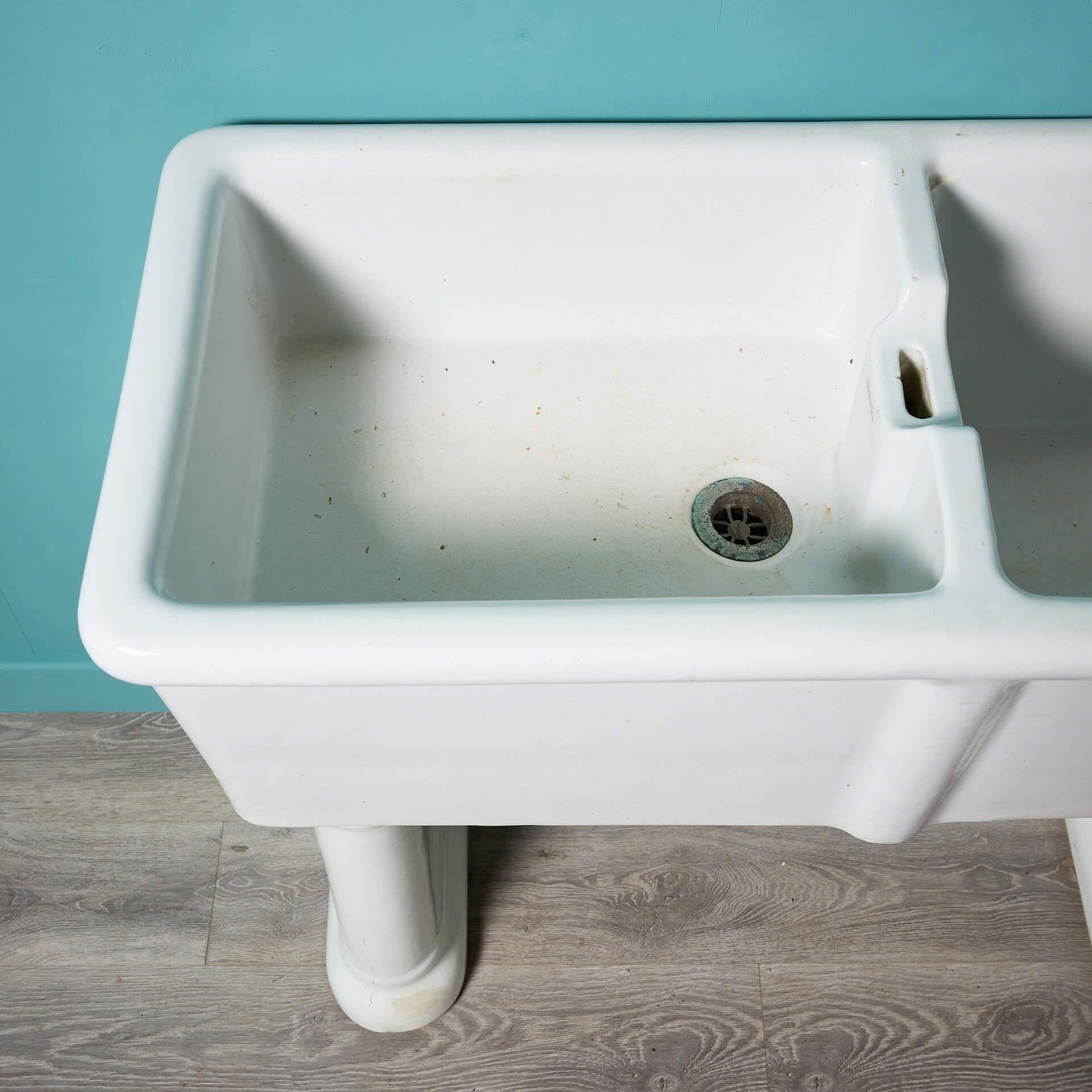 Large Shanks & Co Double Utility Sink For Sale 1