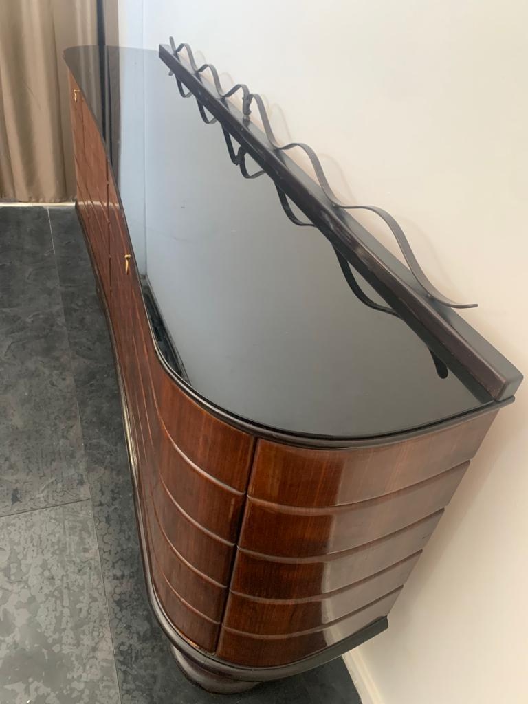 Large Shaped and Ashlar Sideboard attributed to Vittorio Dassi, 1950s For Sale 4