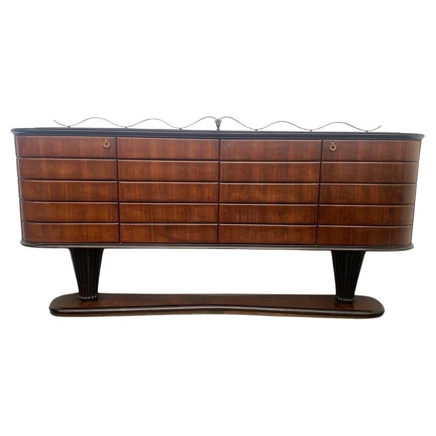 Large Shaped and Ashlar Sideboard attributed to Vittorio Dassi, 1950s