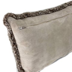 Large Shearling Pillow Brown & Grey Tip