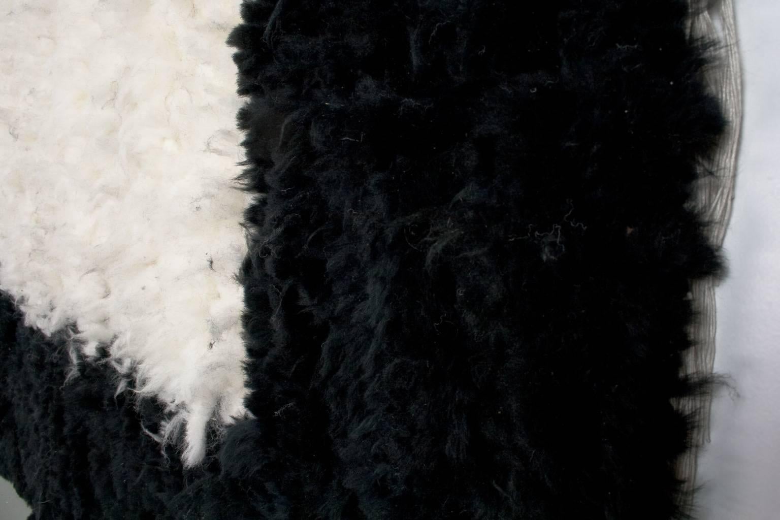 Dutch Large Sheepskin Hide, Carpet or Tapestry in White and Black Wool Rug