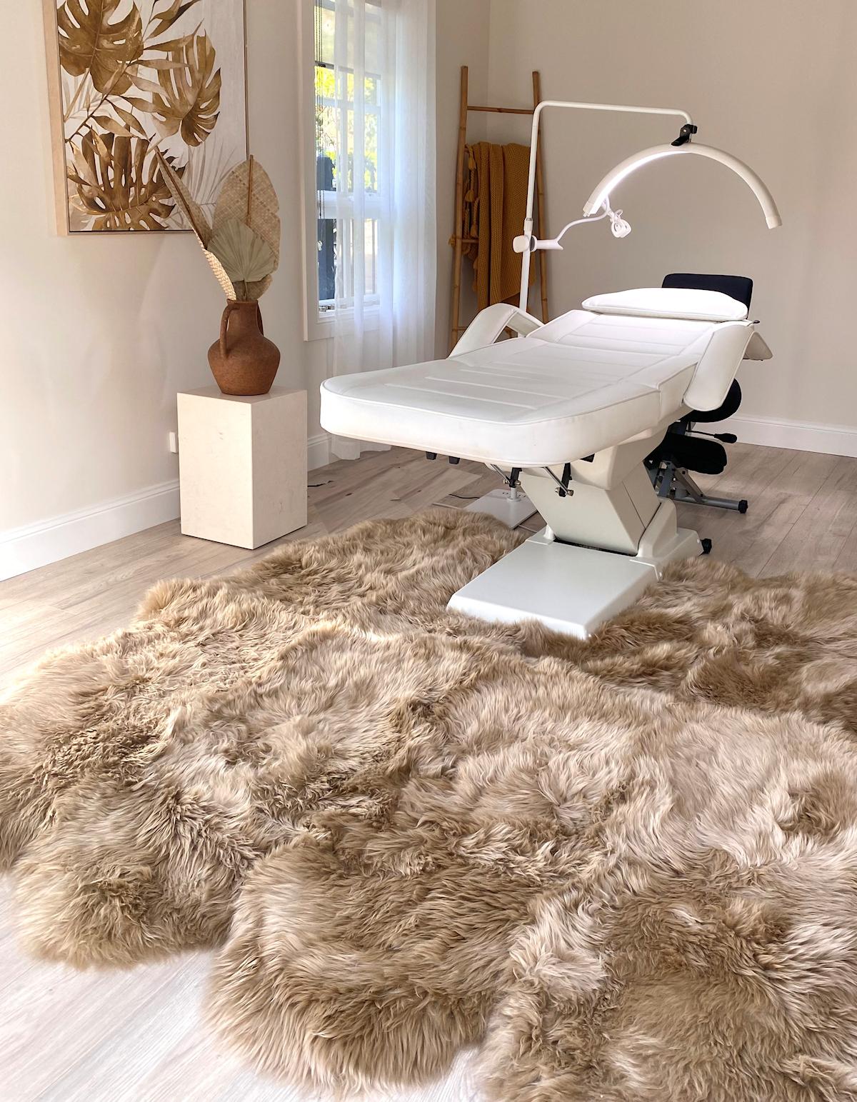 This beautifully crafted Merino sheepskin rug, embodies the perfect blend of luxury, comfort, and timeless aesthetic appeal. The ultra-soft texture of the pure Merino wool, known for its silky and dense wool, creates a plush and inviting surface