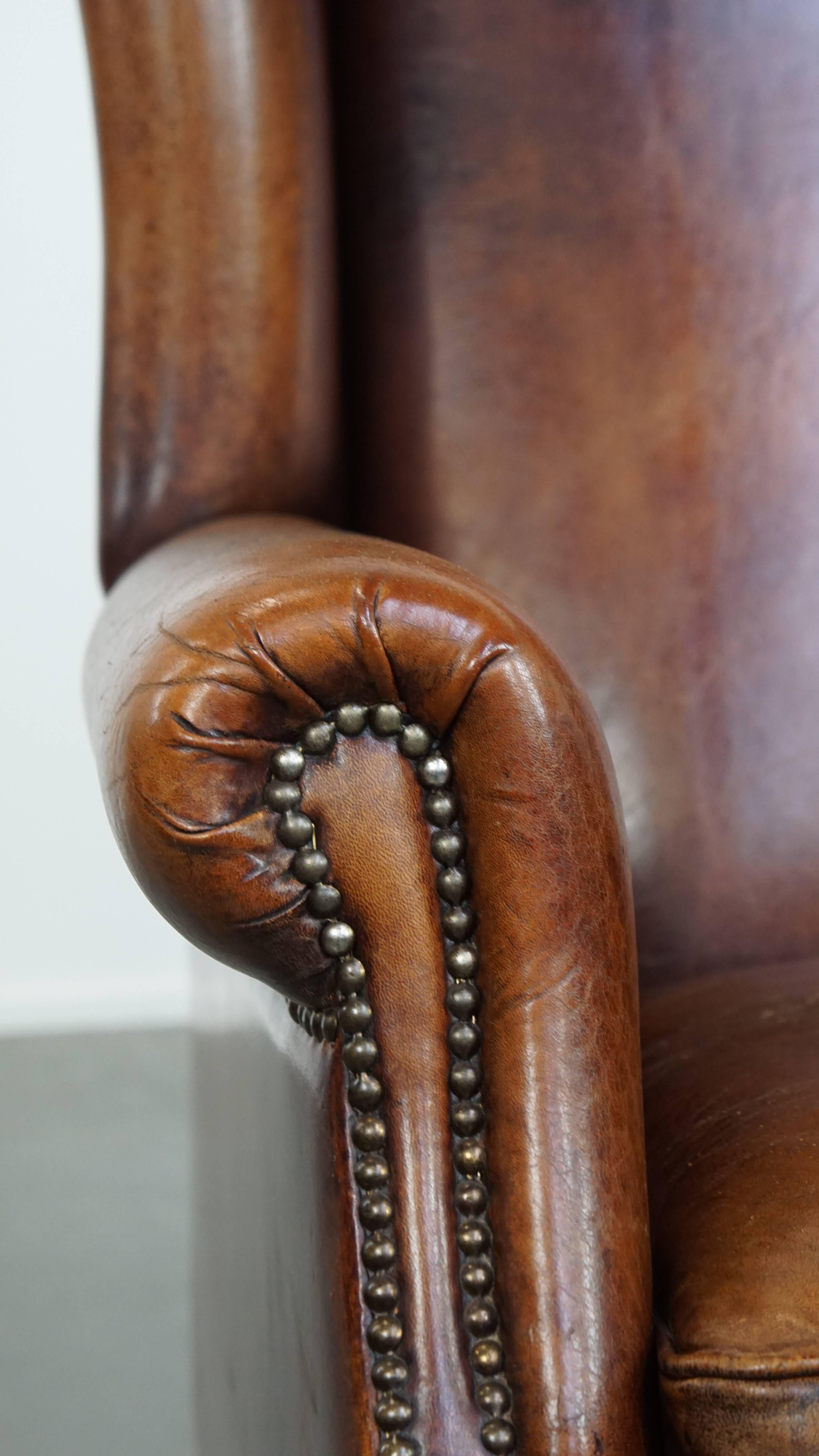 Large Sheepskin Wingback Chair For Sale 4