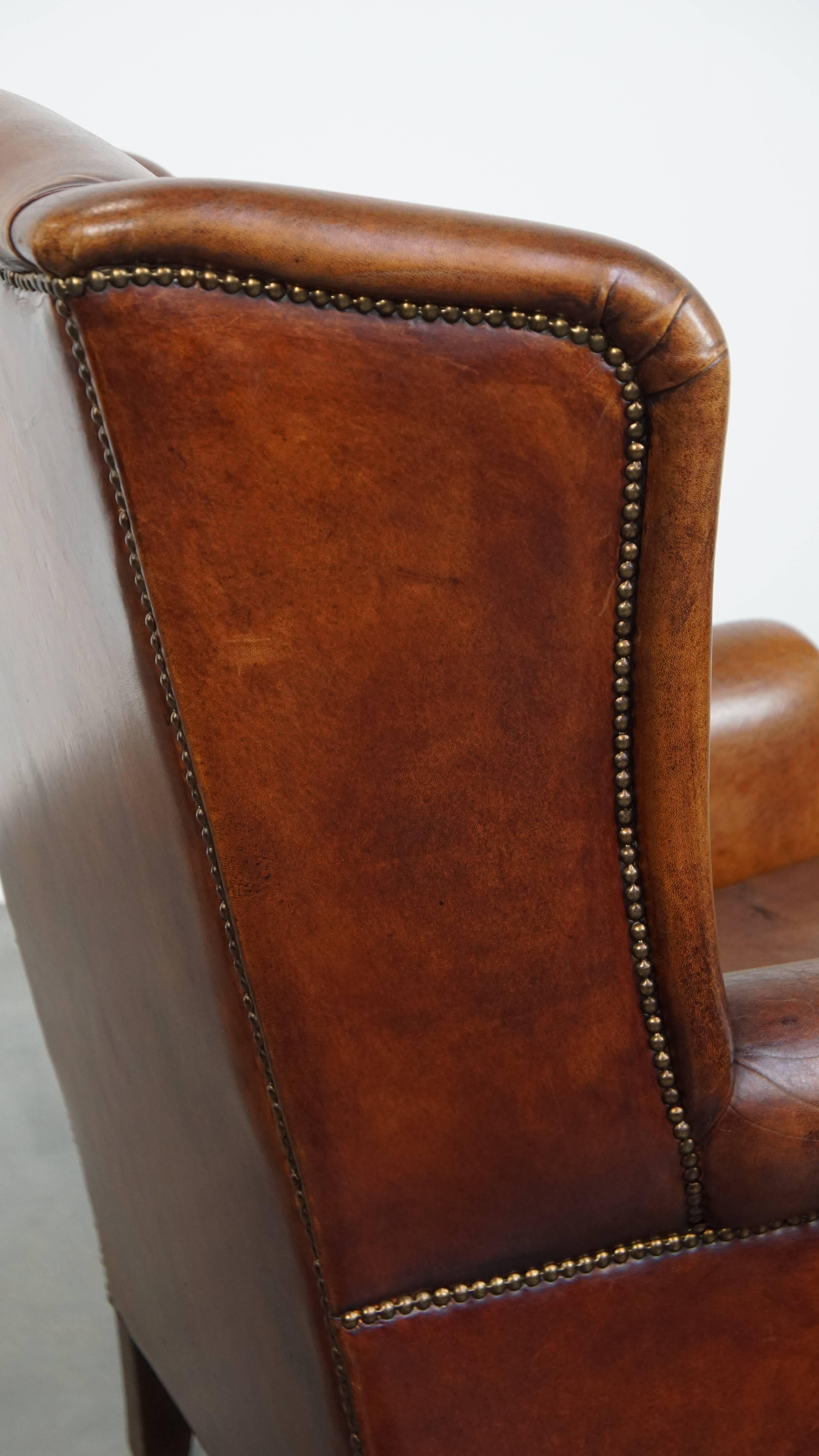 Large Sheepskin Wingback Chair For Sale 8
