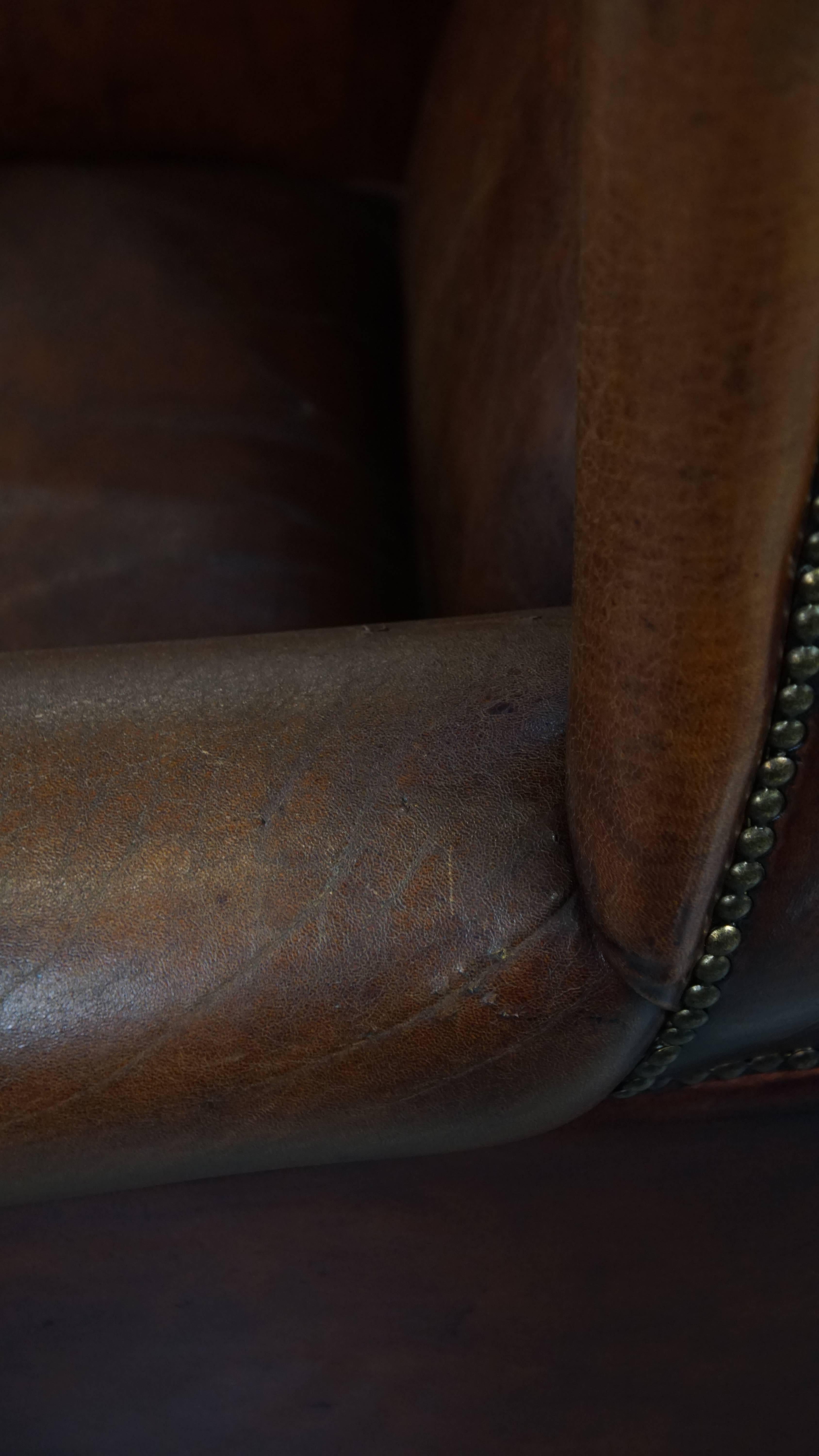 Large Sheepskin Wingback Chair For Sale 9