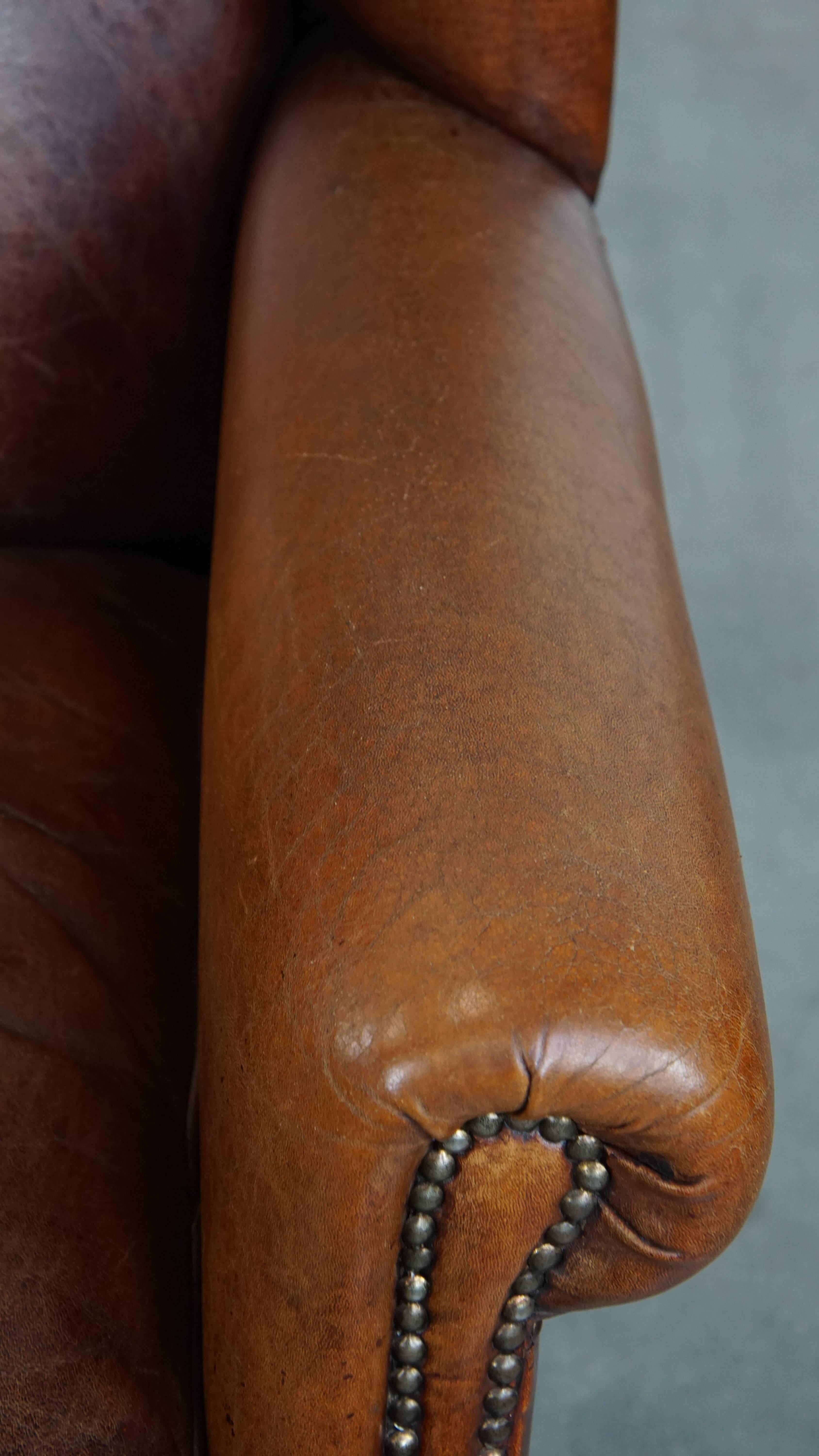Large Sheepskin Wingback Chair For Sale 1
