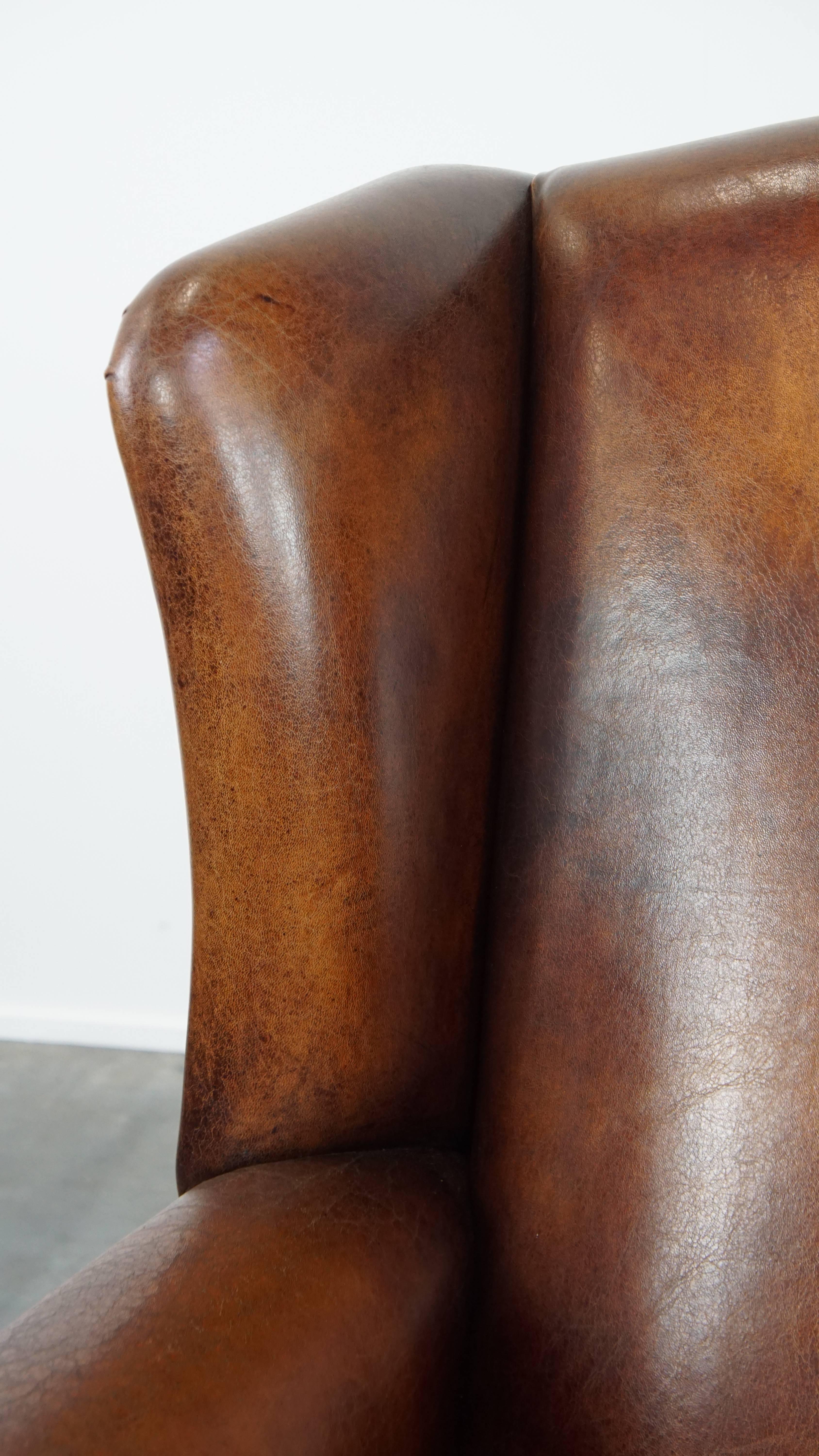 Large Sheepskin Wingback Chair For Sale 2