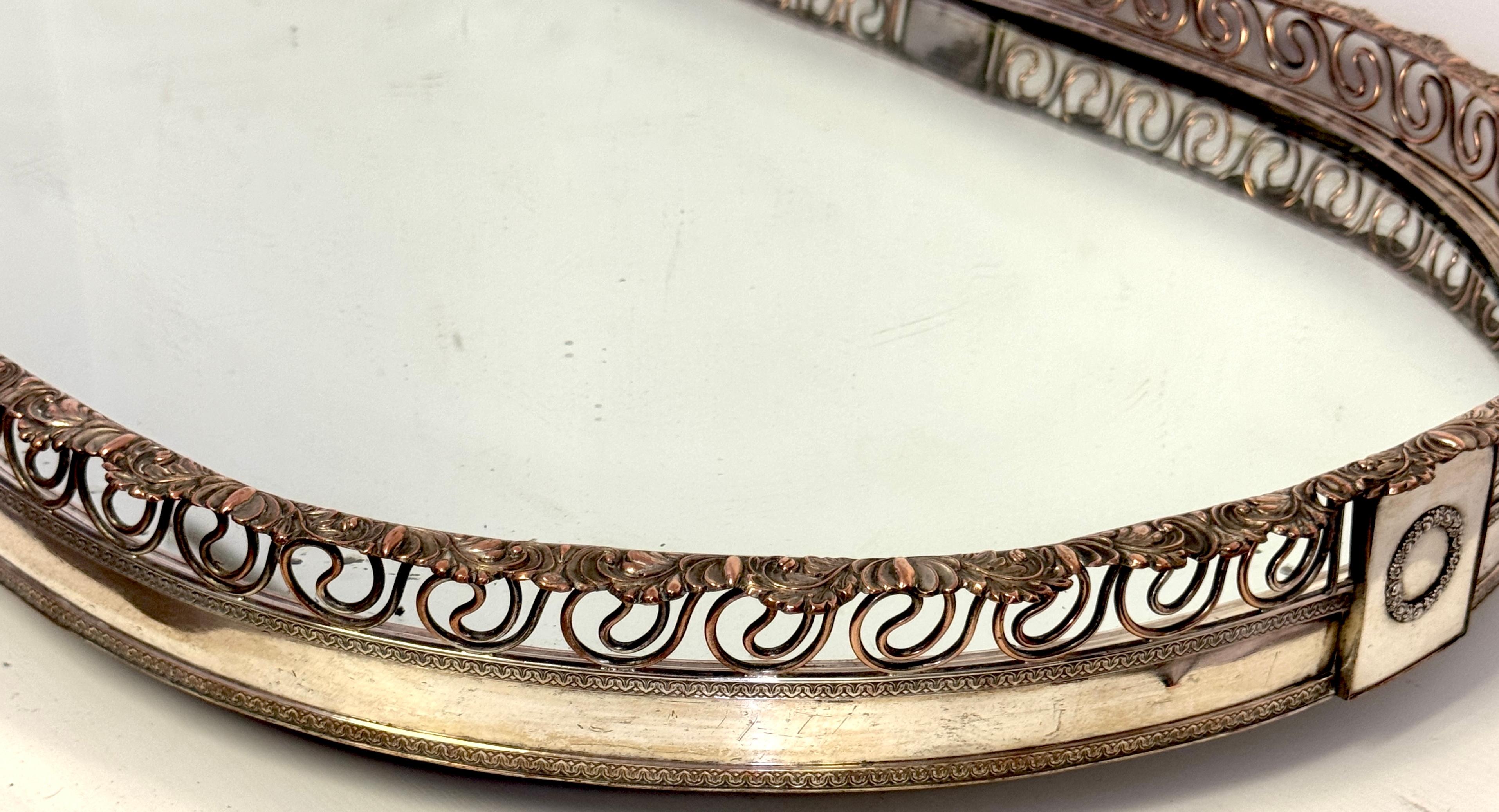 Large Sheffield Plate Mirrored Table Centerpiece / Plateau, Attributed Boulton For Sale 3