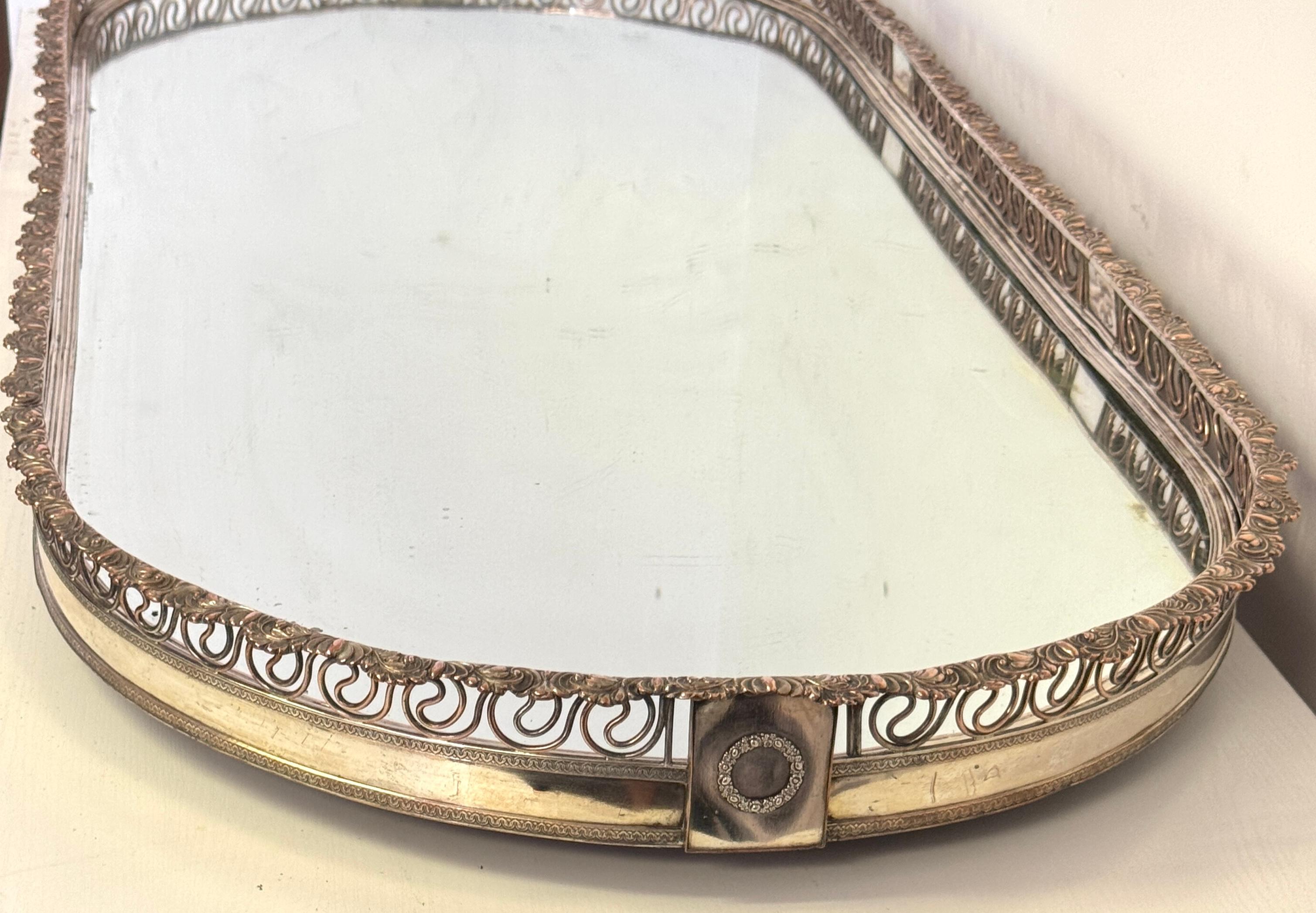 Large Sheffield Plate Mirrored Table Centerpiece / Plateau, Attributed Boulton For Sale 4