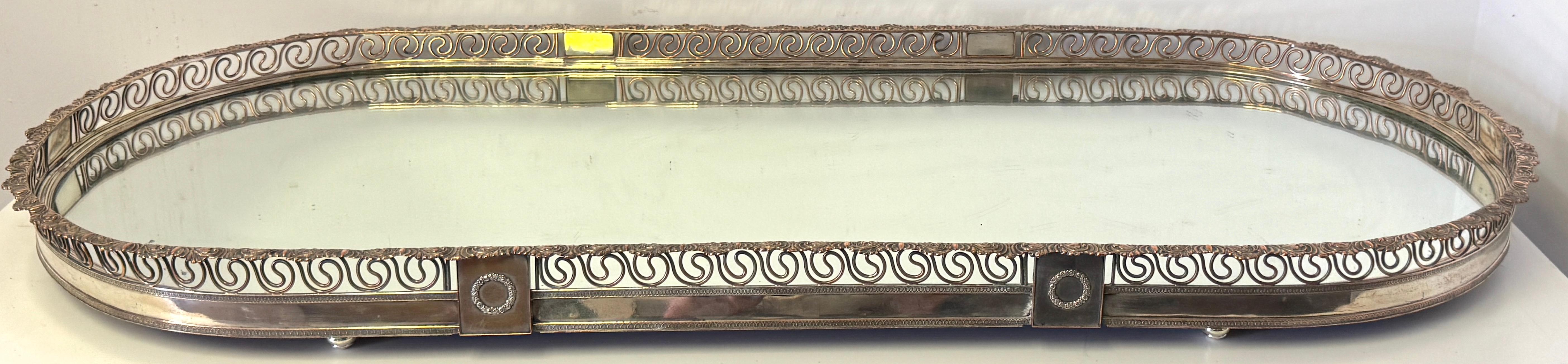 English Large Sheffield Plate Mirrored Table Centerpiece / Plateau, Attributed Boulton For Sale