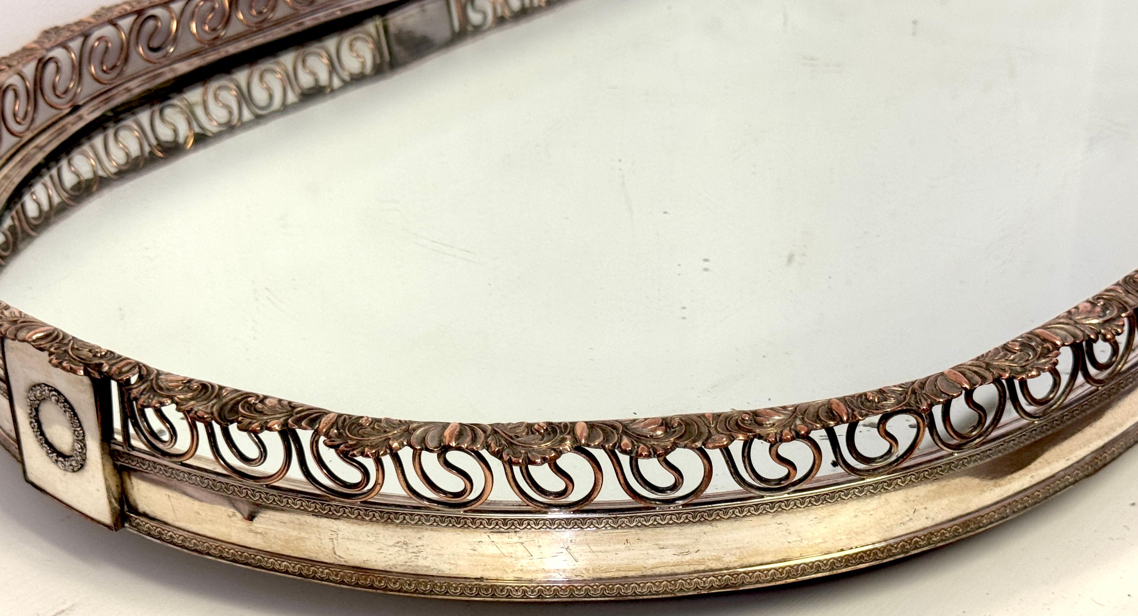 Cast Large Sheffield Plate Mirrored Table Centerpiece / Plateau, Attributed Boulton For Sale