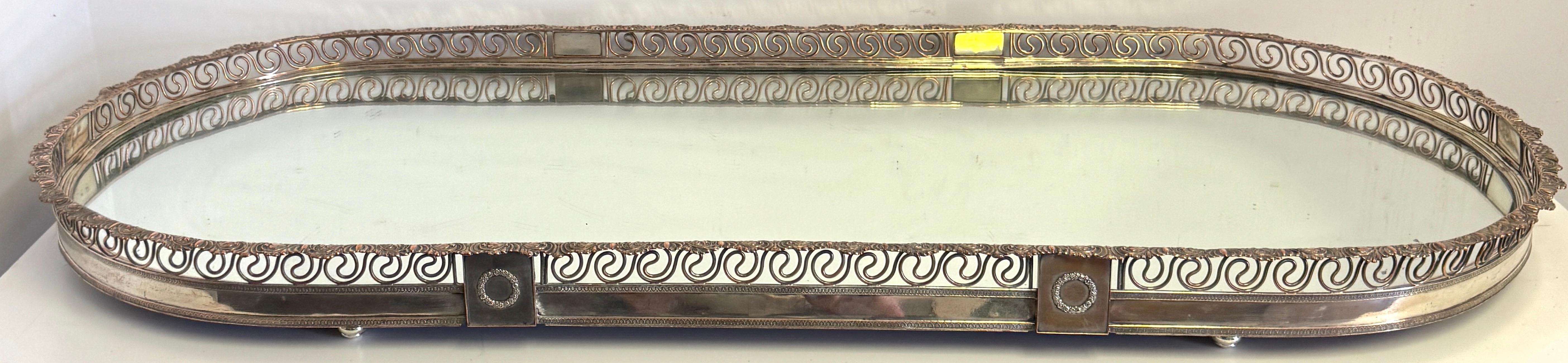 Large Sheffield Plate Mirrored Table Centerpiece / Plateau, Attributed Boulton For Sale 1