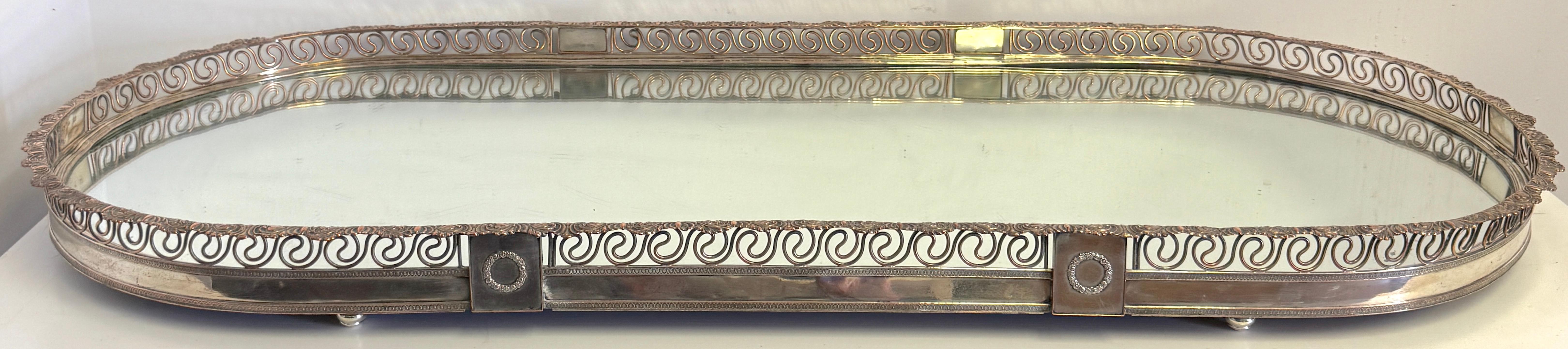 Large Sheffield Plate Mirrored Table Centerpiece / Plateau, Attributed Boulton For Sale 2