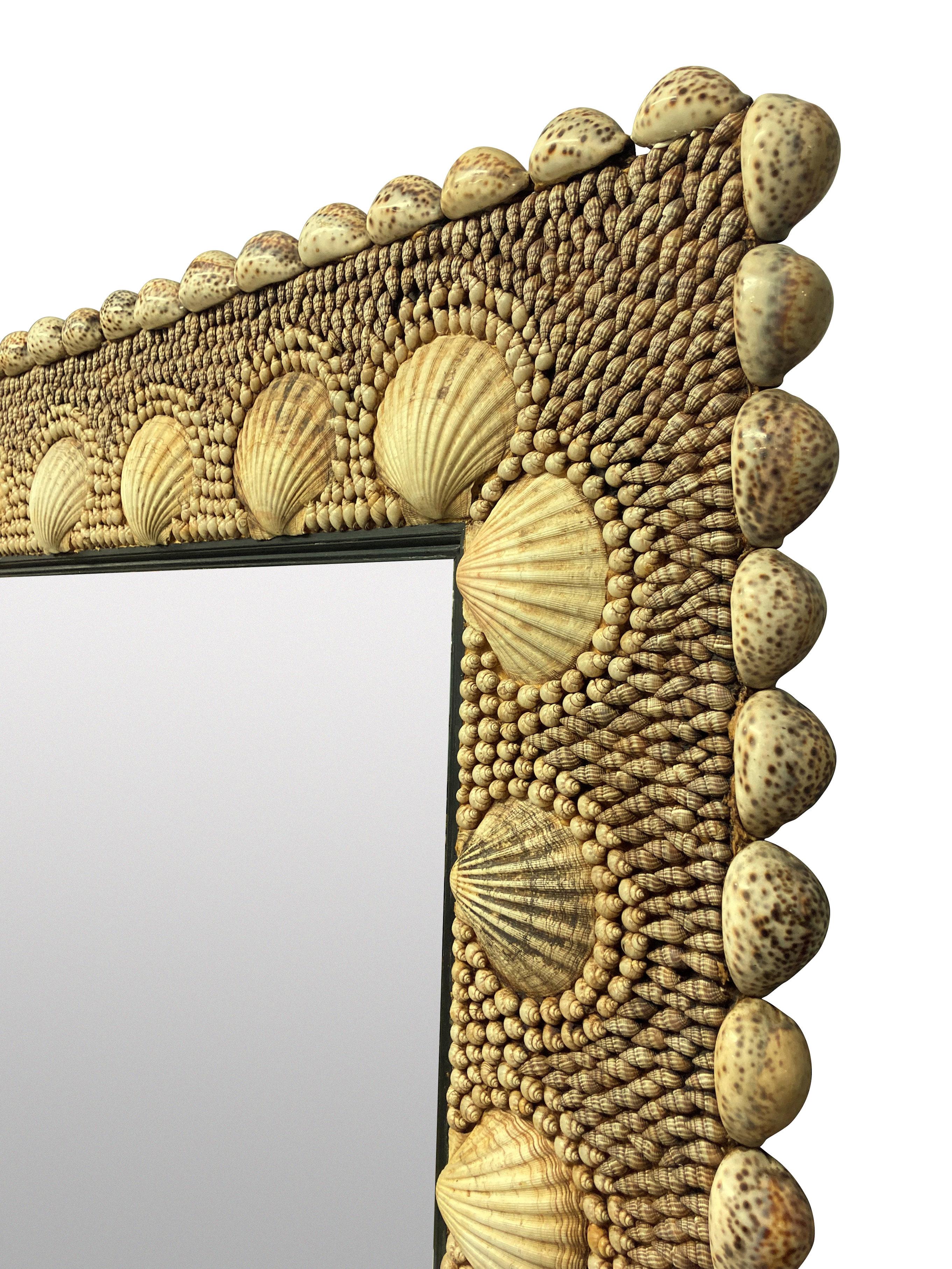 Mid-Century Modern Large Shell Encrusted Mirror by Redmile