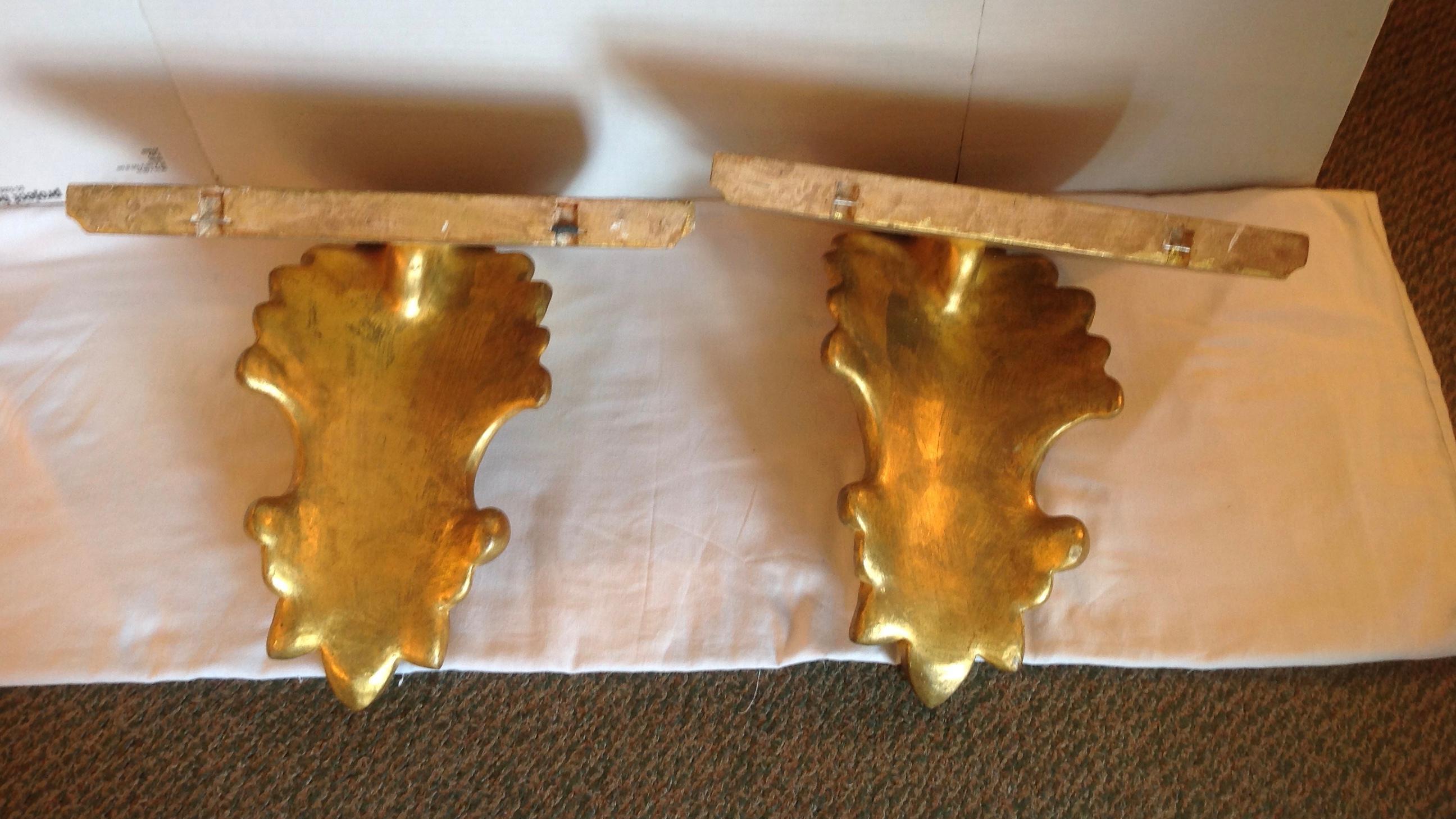 Large Shell Form Wall Brackets, Pair 6