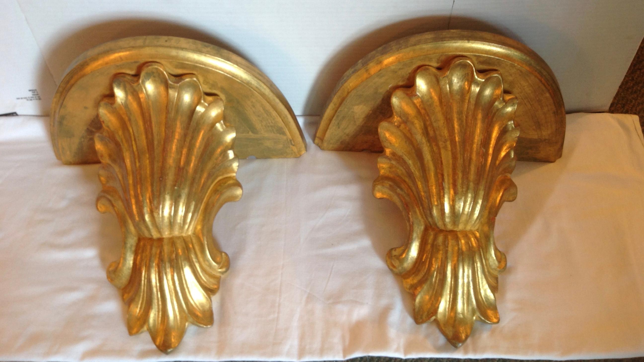 Large Shell Form Wall Brackets, Pair 2