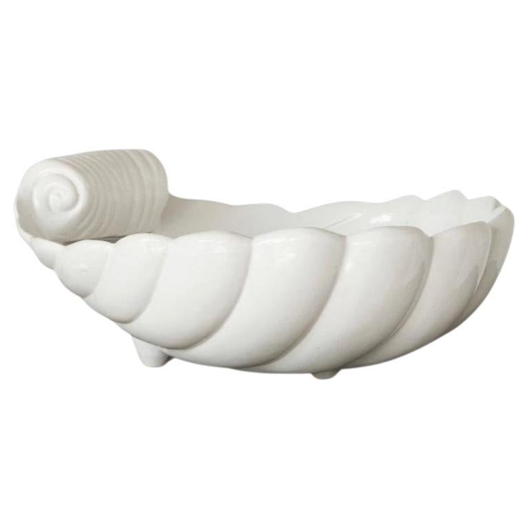 Large Shell Shaped Ceramic Art Deco Centerpiece Bowl Mid 20th Century