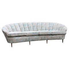 Large Shell Sofa Attributed Guglielmo Ulrich 1950s Decorated Velvet Fabric