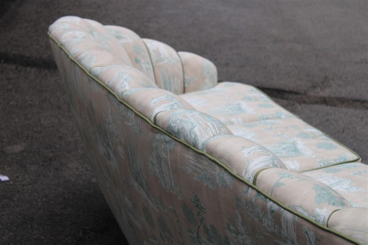 Large Shell Sofa Guglielmo Ulrich 1950s Italy Decorated Velvet Fabric ochres For Sale 4