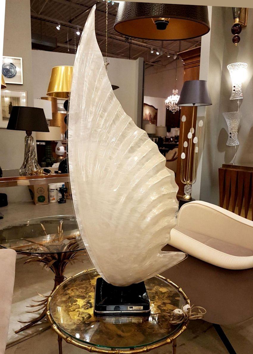Large Shell Table Lamp by Rougier In Excellent Condition For Sale In Dallas, TX