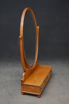 Large Sheraton Style Satinwood Dressing Mirror