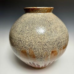 Large Shino Glazed Ceramic Moon Jar by Jason Fox