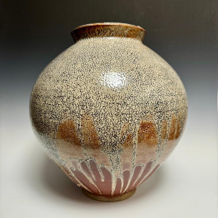 Cuit Grand pot de lune en céramique émaillée Shino de Jason Fox en vente