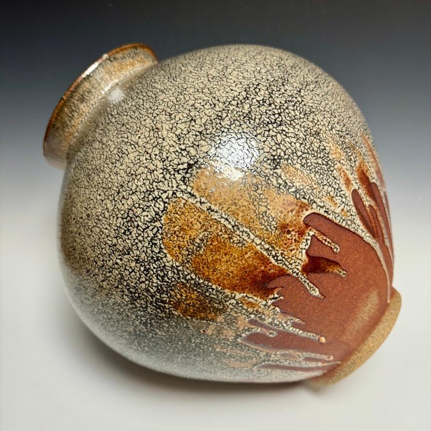 XXIe siècle et contemporain Grand pot de lune en céramique émaillée Shino de Jason Fox en vente