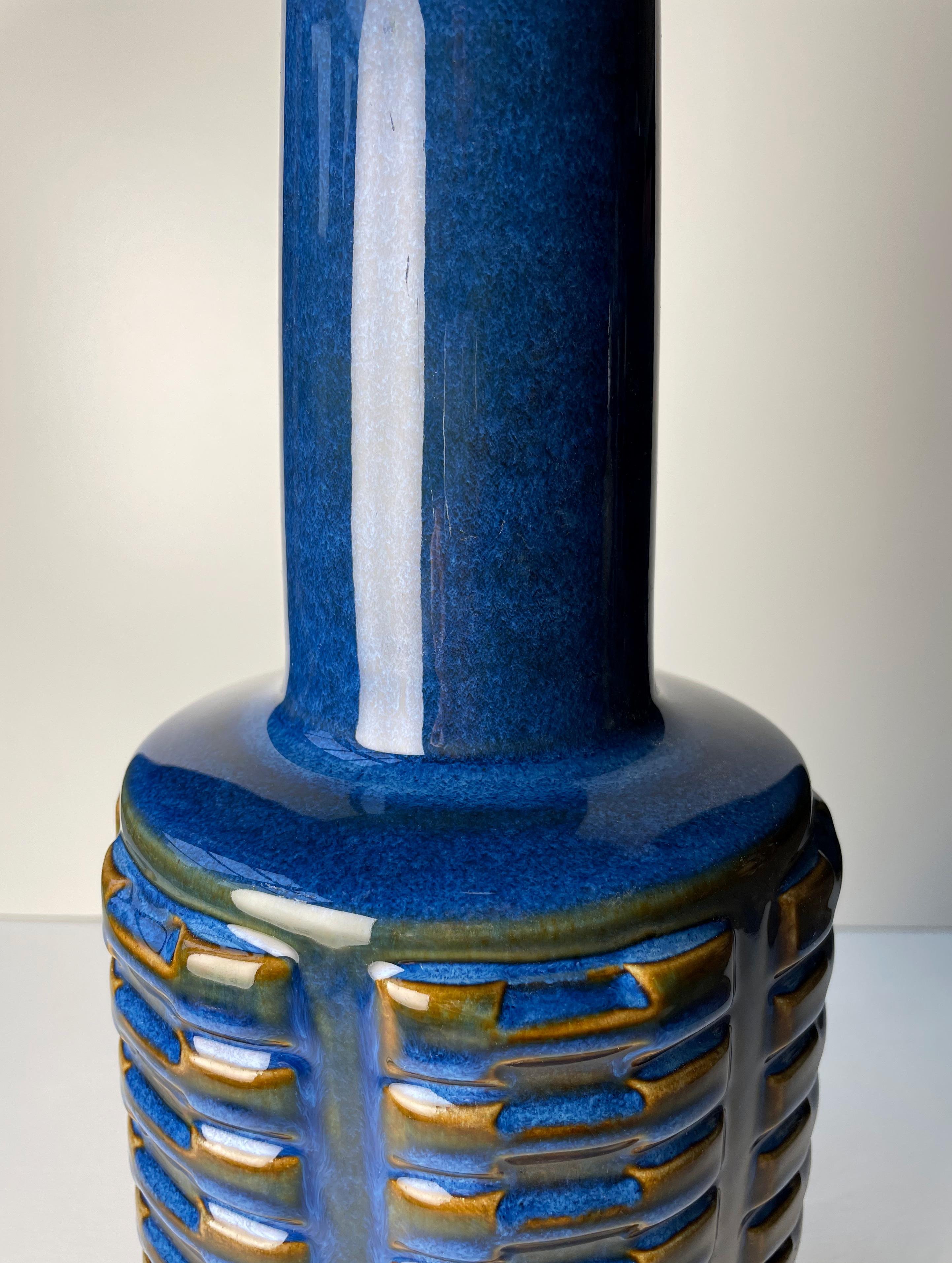 Large Søholm Tall Blue Stoneware Lamp - Two Items For Sale 2