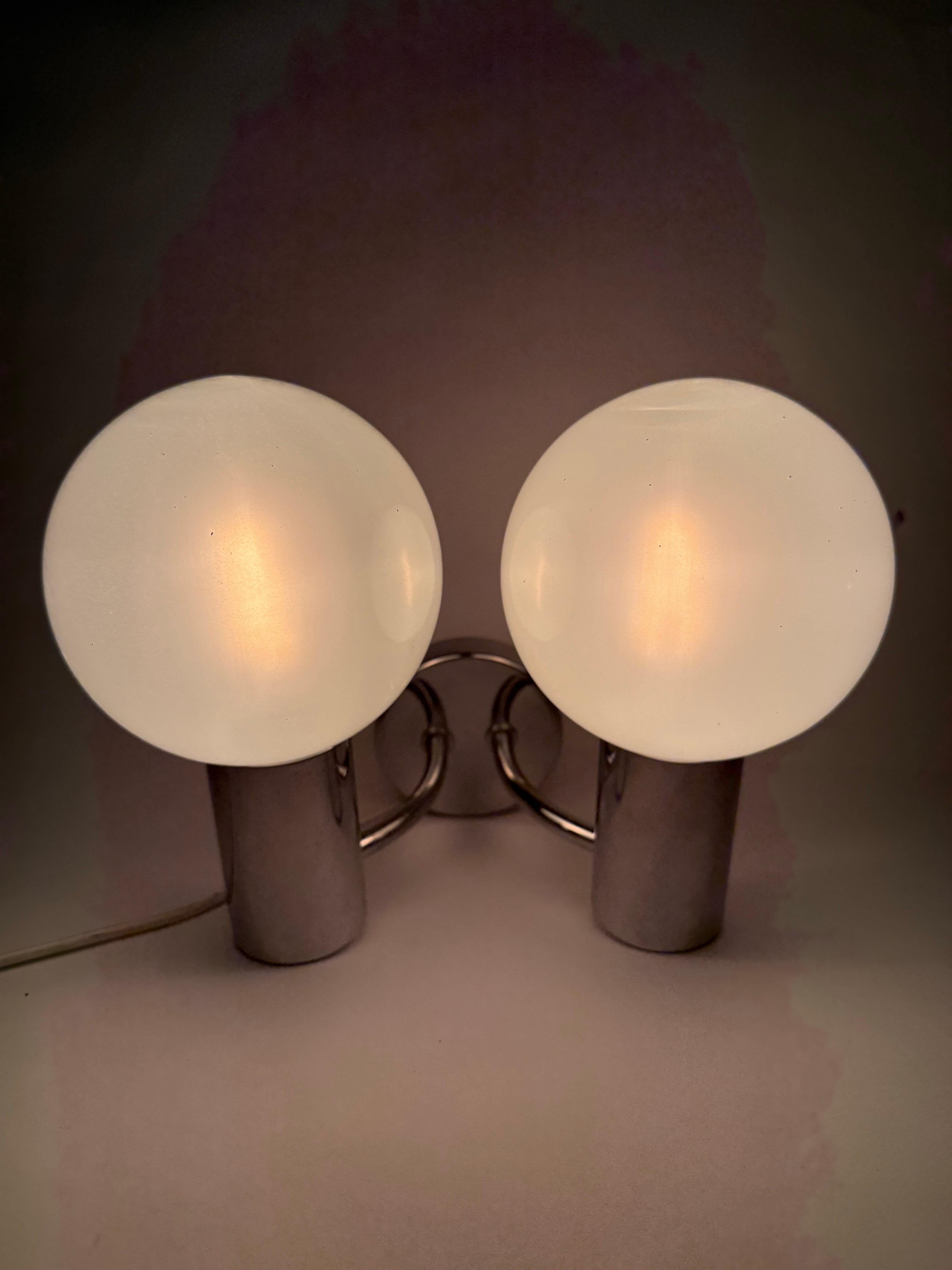 Mid-Century Modern Large Shiny Pearl Set of 2 Wall Lights by Motoko Ishii, Germany 1970s For Sale