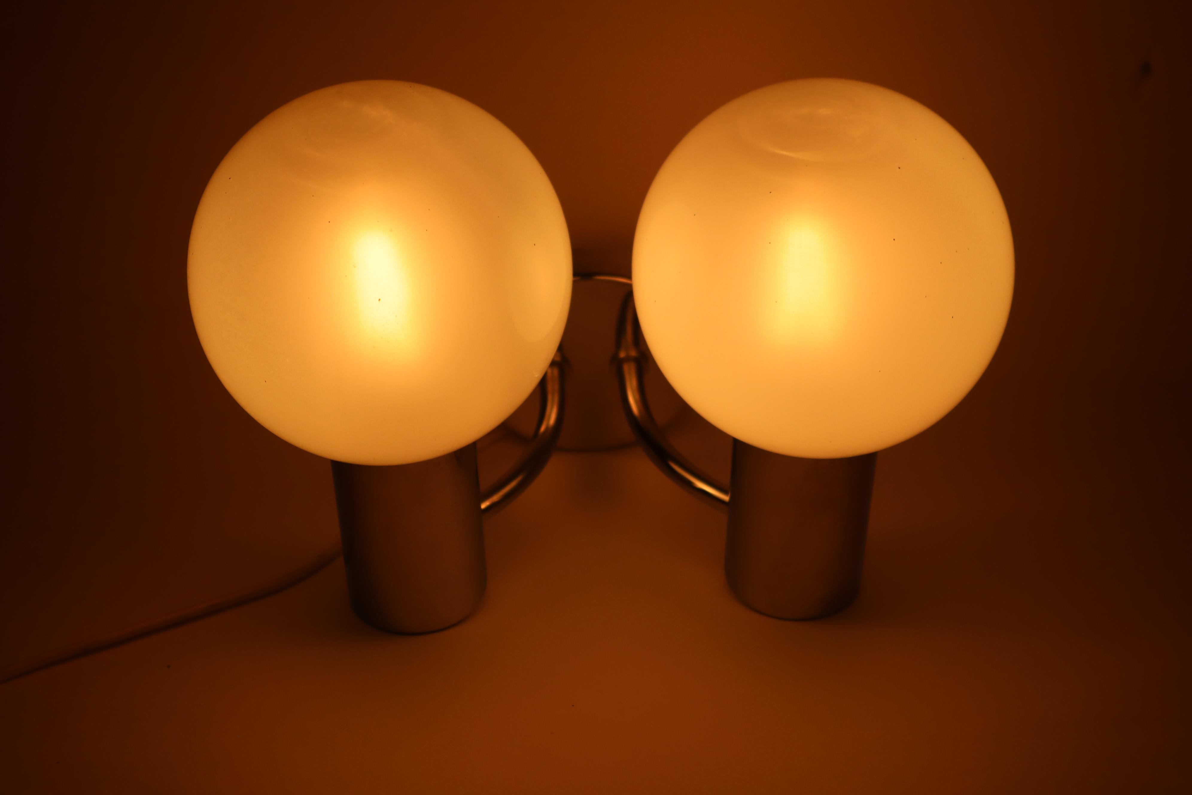 Late 20th Century Large Shiny Pearl Set of 2 Wall Lights by Motoko Ishii, Germany 1970s For Sale