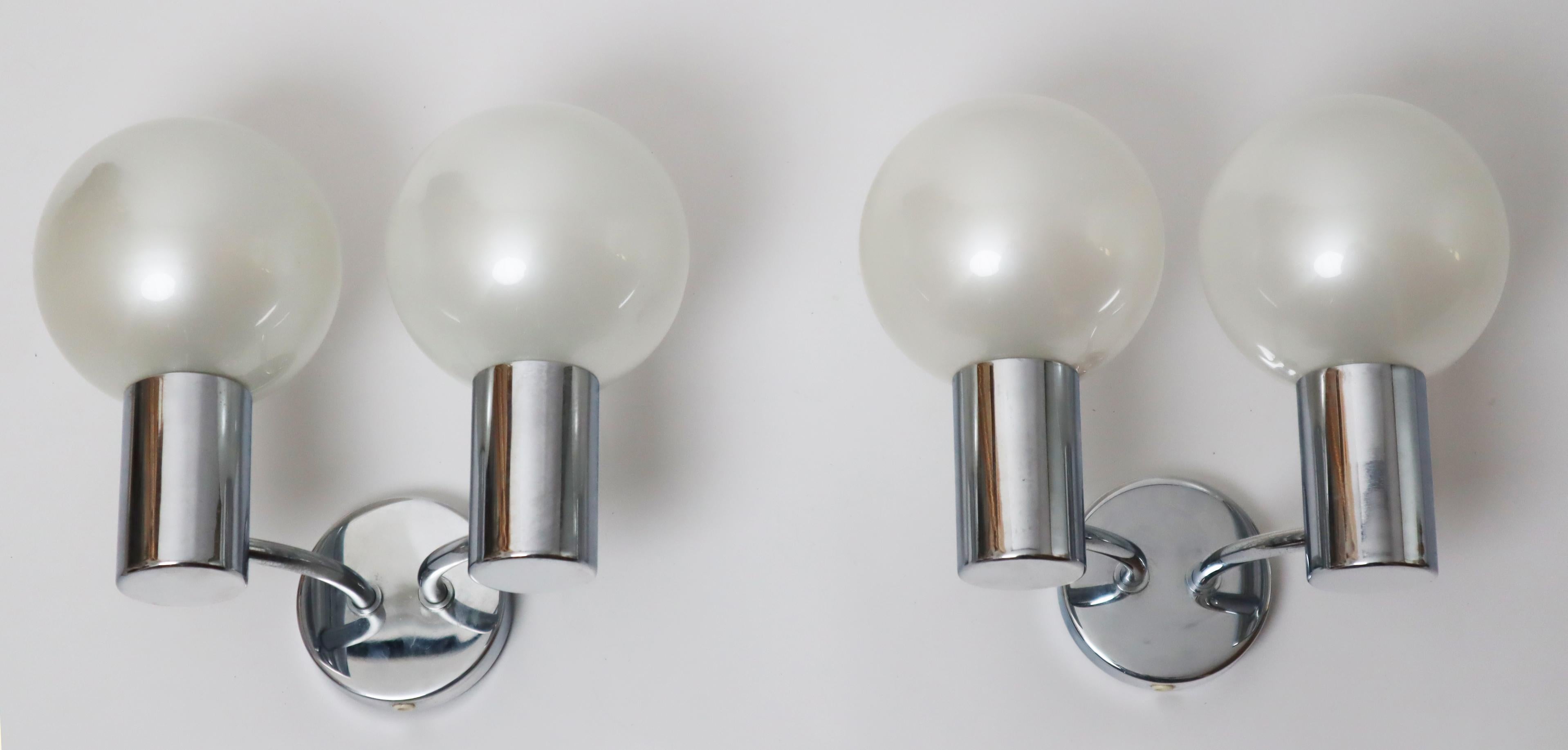 Chrome Large Shiny Pearl Set of 2 Wall Lights by Motoko Ishii, Germany 1970s For Sale