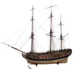 Large Ship Model of La Sirene with Cannons & Mermaid Masthead, France circa 1880