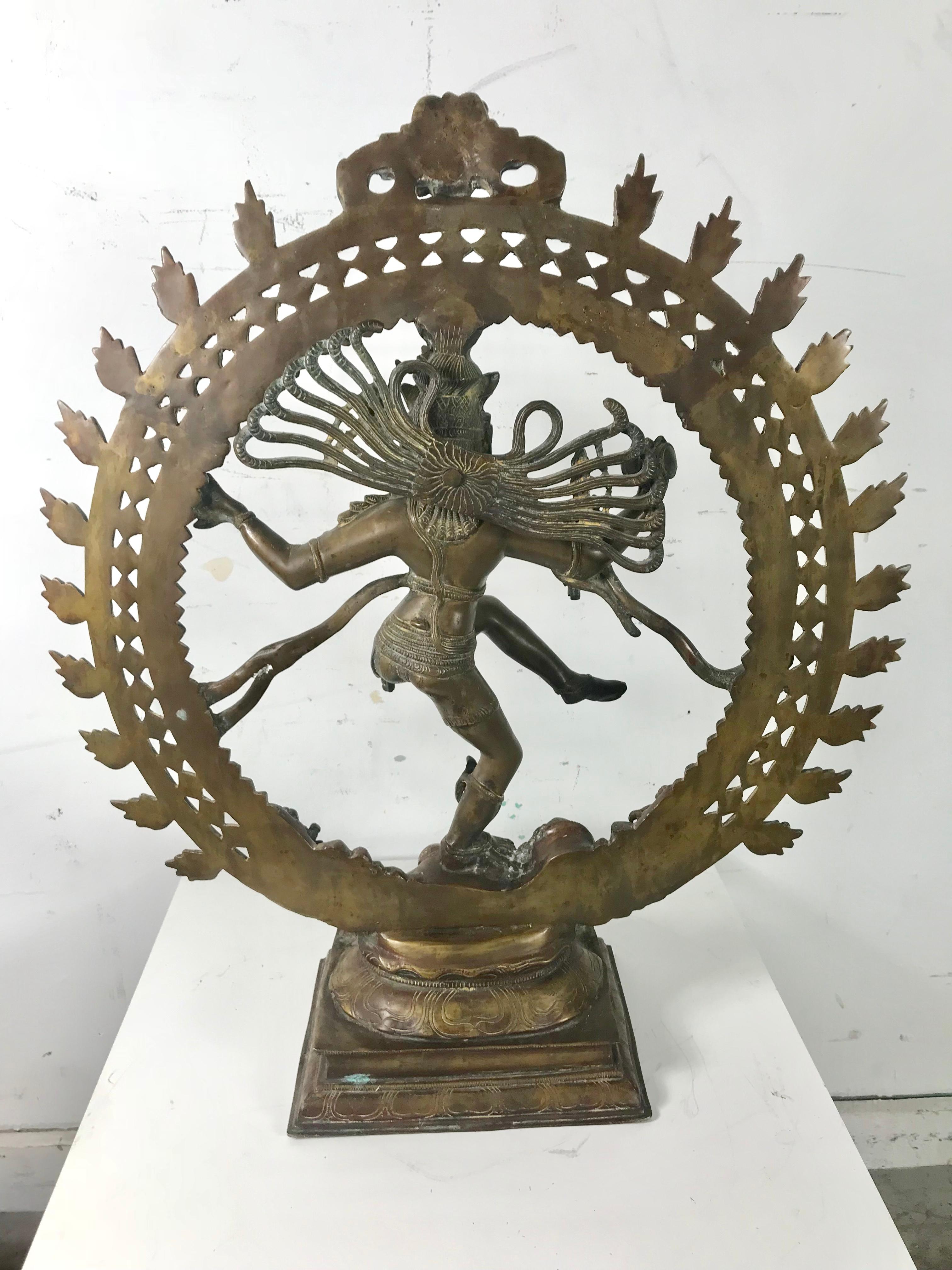 Large Shiva Hindu Bronze Sculpture In Excellent Condition In Buffalo, NY