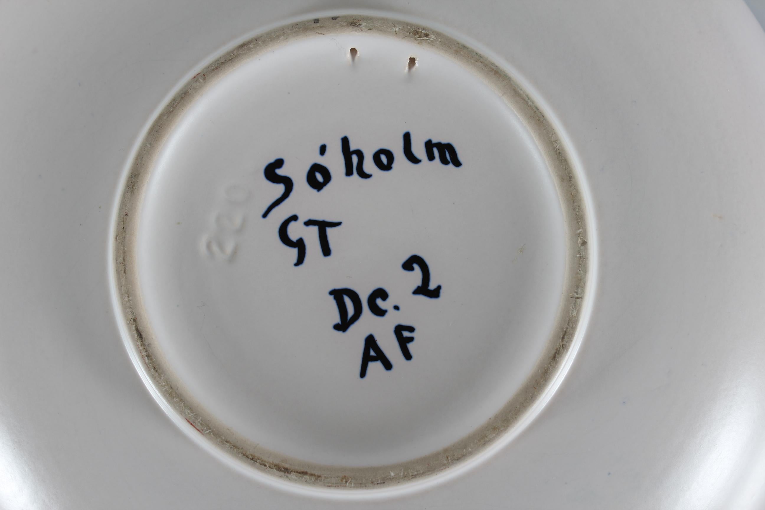 Large Søholm Ceramic Low Bowl with Graphic Pattern in Bright Colors, 1960s In Good Condition For Sale In Aarhus C, DK