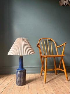 Large Søholm Tall Blue Stoneware Lamp - Two Items