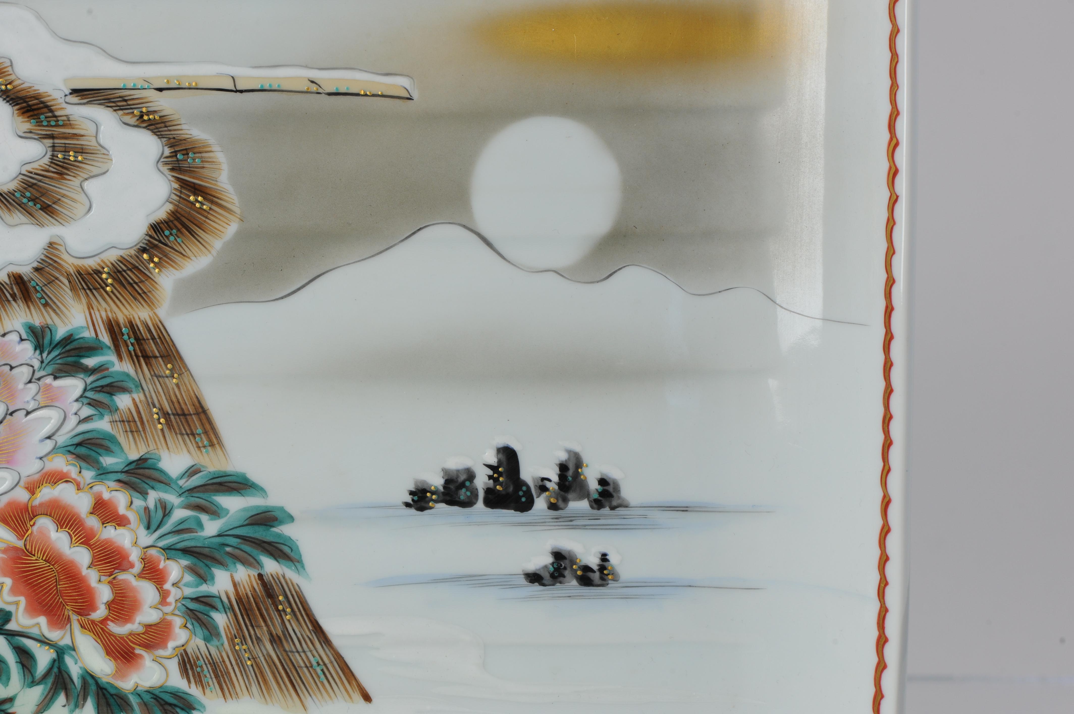 Large Showa Period Japanese 20th Century Porcelain Kutani Spring Snow For Sale 10